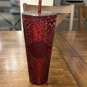 Starbucks Ruby Red Textured Tumbler with Straw